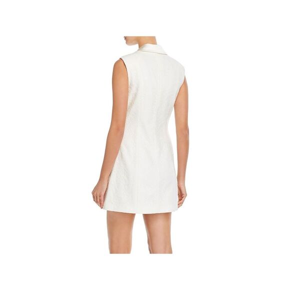 JAY GODFREY Womens White Fitted Faux Pockets Button Up Mini Wrap Dress 4 - Picture 2 of 3